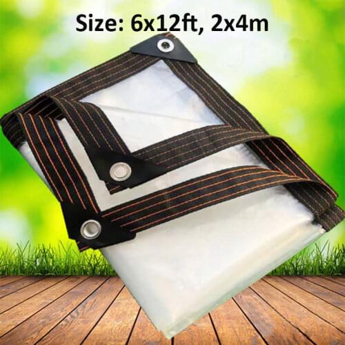 Lvju Windproof Clear Poly Tarp 6x12ft 2x4m Heavy Duty Waterproof Poly Tarp Cover With Grommets