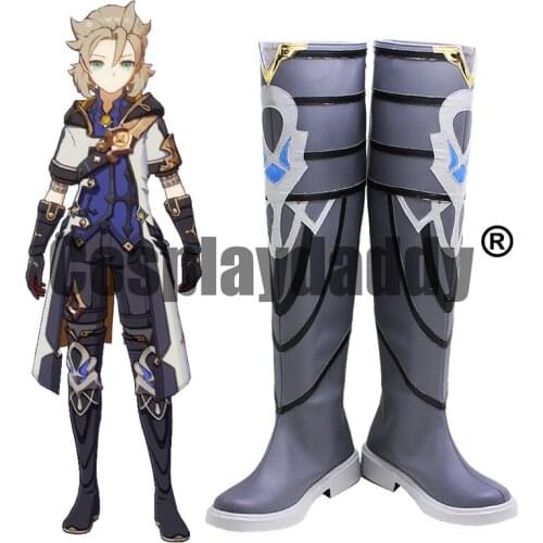 Genshin Impact Mondstadt Knights of Favonius Chief Alchemist Kreideprinz Albedo Cosplay Gray Shoes Tall Boots X002
