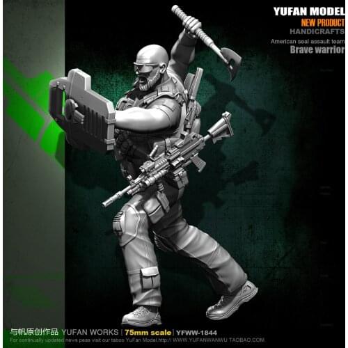 Yufan Model Figure Kits 1/24 U.s. Army Axer Resin Soldier Model 75mm Colorless And Self-assembel Yfww-1844