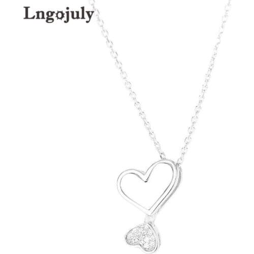 New Women Necklace 925 Sterling Silver Fine Jewelry Heart Pendant Necklaces For Women Bride Wedding Party Silver 925 Jewelry