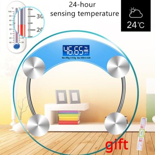 LCD Display Night Vision Toughened Glass Electroni Digital Body Scales Bathroom Gym Smart Scales Weighing Scale 280X280mm 180KG