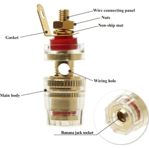1 Pair 4mm Binding Post Terminal Speaker Test Banana Plug Socket Connector Amplifier Speaker