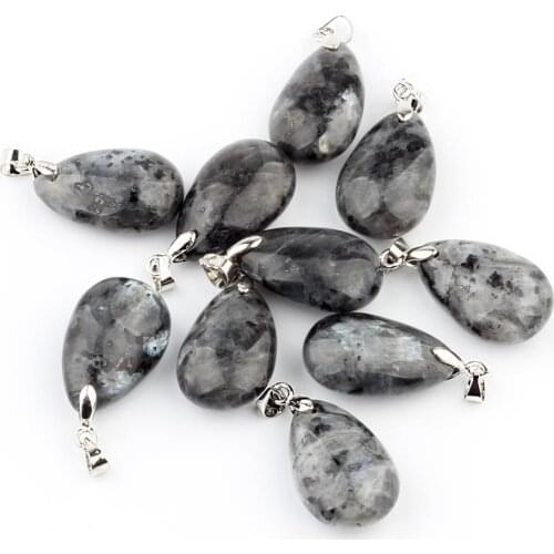 10pcs/lot Labradorite Natural stone Water Drop Pendants Blue point Pendulum Crystal Chakra Healing Reiki Beads Free pouch