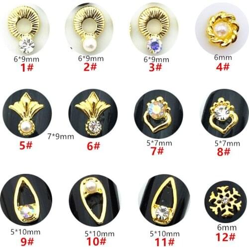 10pcs/lot Japan Korea 3D Alloy Nail Art Decorations Cute Snowflake Drop Nail Accessories Glitter Crystal Charm Nail Deco Parts