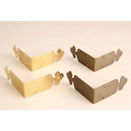 2Pcs 65*25mm Retro Furniture Jewelry Box Corner Bracket Wooden Case Door Corner Protector Decorative Corner Brass/Antique Bronze