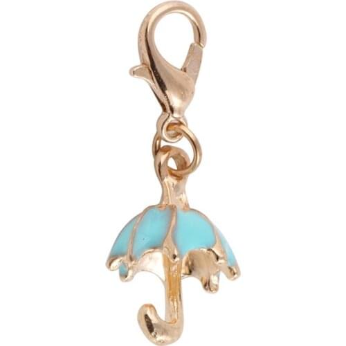 20pcs/lot Free Shipping Umbrella Charms Pendants With Lobster Clasp DIY Charms For Bracelet Necklace