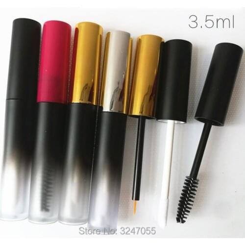 3.5ML 20pcs 50pcs Matte Black Gradient Lip Gloss Bottle, DIY Plastic Frosted Black Eyeliner Tube n Gold/Black Cap, Mascara Tubes