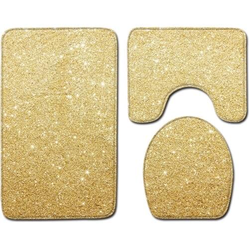 3pcs/set Non-Slip Bath Mat Set Bathroom Rug U-shaped Toilet Mat Lid Cover