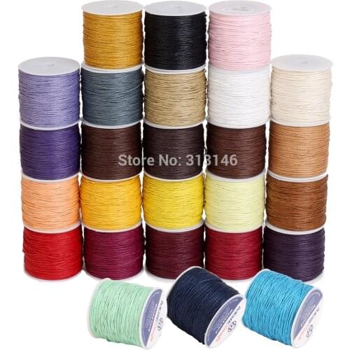 50 Colors 100yards Waxed Cotton Cord 1mm Thread String Rope Spool Wire fit Beading Craft DIY Bracelet Necklaces Jewelry Findings