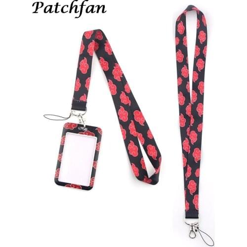 AD111 Patchfan Cartoon PVC Credit Card Holder Women Men Business ID Card Case Kids Gift Bank Card Protector Cover Anime Lanyard