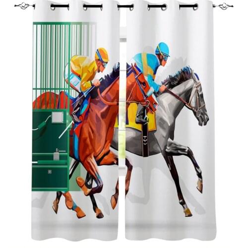 Arena Horse Racing Colorful Window Curtains Home Decor Kitchen Draperies Window Curtain Living Room Curtains for Bedroom