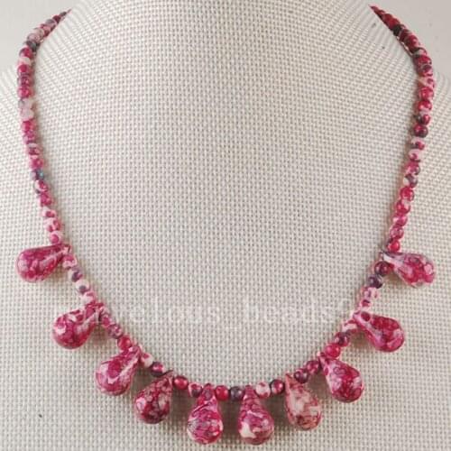 Free shipping Fashion Jewelry 4~10x18mm Ocean Teardrop Ball Pendant Bead Neckace 18" SG6072