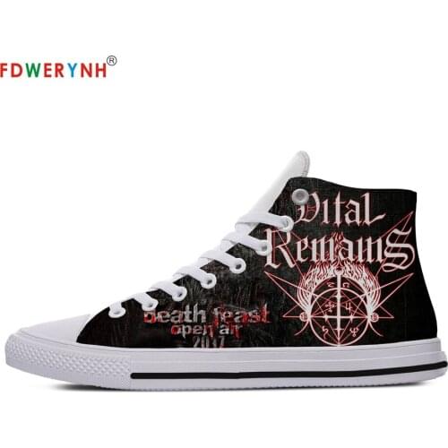 Vital Remains Mens Casual White Shoes Customized Printed Men High-top Canvas Shoes Breathable Casual Lace-up Shoes