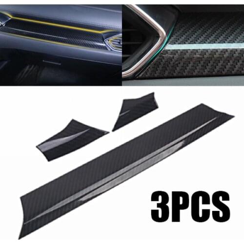 Black 3pcs/set Carbon Fiber Inner Console Stripe Cover Trim For Mazda CX-5 CX5 2017