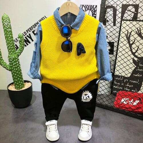 Childrens Clothing Baby Boys Knitting Waistcoat 2019 Autumn Winter New Toddler Casual Sleeveless Vests Baby Boys Cardigan Coats