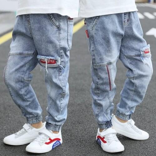Kids Pants Boys Jeans Autumn New Korean version of Childrens Boy Pant Soft Denim Juvenile Ankle-Length Pants Cotton Casual