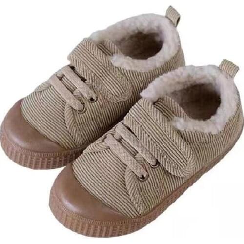 Kids New Design Corduroy Boy And Girl Winter Ankle Boots 2021 Casaul Fashion Children/Kids Anti-slippery Turned-Over Edge Shoes