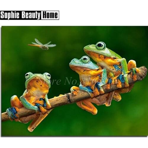 Diy 5d Diamond Mosaic Full Drill Diamond Painting Cross Stitch Animal Frogs&Gagonfly Diamond Embroidery kits Needlework 191005