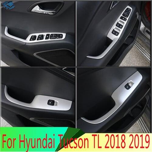 For Hyundai ix35 2018 2019 ABS Chrome Door Window Armrest Cover Switch Panel Trim Molding Garnish