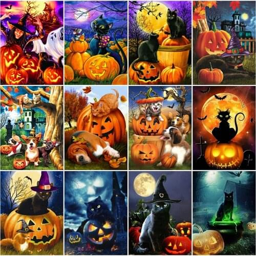 EverShine Diamond Embroidery Halloween 5D DIY Diamond Painting Set Cartoon Mosaic New Arrival Cat Rhinestones Art Wall Decor