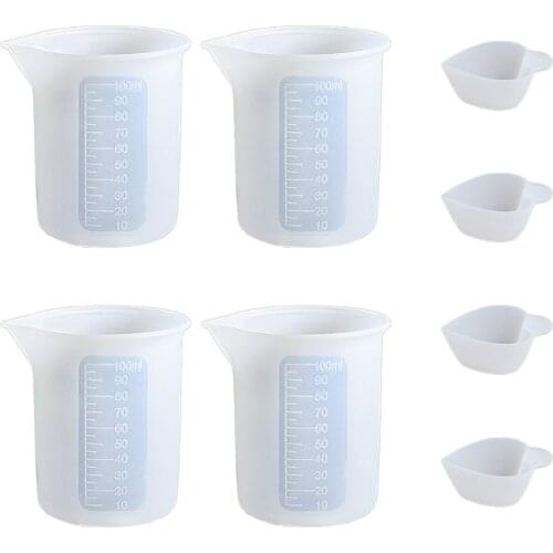 F3MF 8 Pcs Silicone Measuring Cups Mixing Cup Resin Glue Tools Set UV Epoxy DIY Crafts Jewelry Casting Tools
