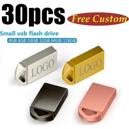 Hot Selling Mini Metal 32GB USB 2.0 30PCS Customized USB Flash Drives Free laser LOGO 16GB for car DVD