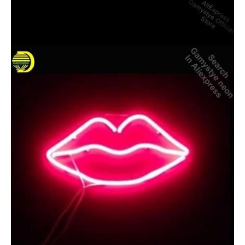 Lips Neon Sign vintage neon Signs Glass Tube neon lights Recreation Room Home Windows Iconic Sign Love Neon Light Letrero Neon