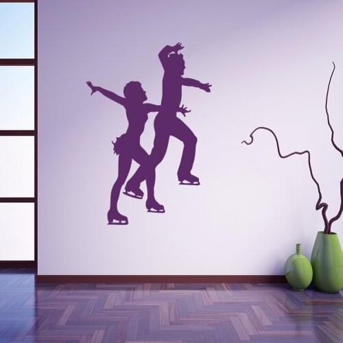 Art Vinyl Sticker Sport Figure Skating Pairs Dancing Skater Wall Sticker Skating Club Schools Baby Room Home Decor Murals M-91