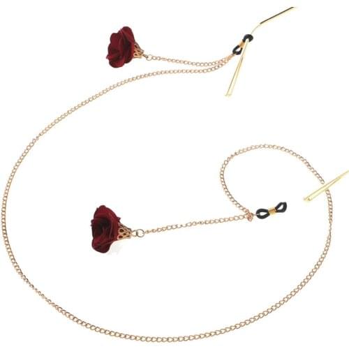 JGL0050 2020 latest design Metal flower drop Glasses Chain Glasses Lanyards Scarlet Europe charm women fashion jewelry