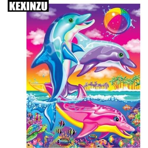 Full Square/Round Drill 5D DIY Diamond Painting"Dolphin balloon"3D Embroidery Rhinestone Cross Stitch Mosaic Kid room decoration