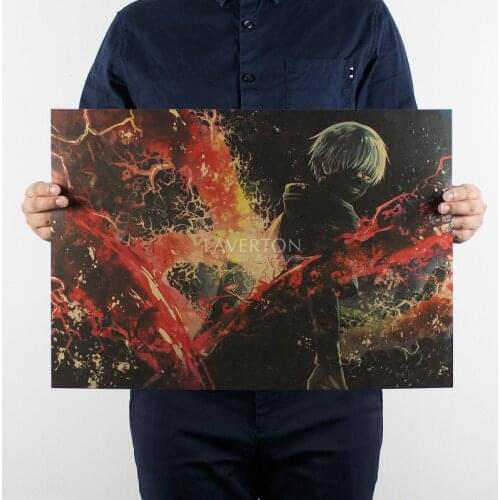 Classic Animation Tokyo Ghoul Movie G Style Poster Retro Kraft Paper Wall Sticker 51.5x36cm Dorm Room Decoration Painting