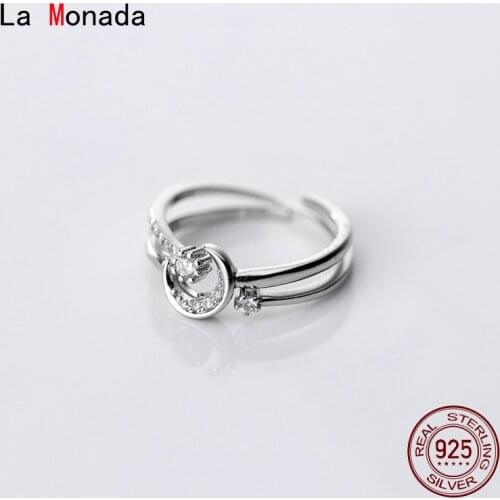 La Monada Star Moon Finger Rings For Women 925 Silver Jewelry For Women Rings Adjustable Jewelry Silver Ring 925 Women Korean