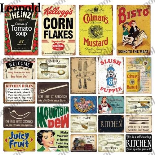 Retro Metal Brand Kitchen Utensils Series Spray Paint Knife Fork Spoon Kitchen Dessert Shop Wall Decorations