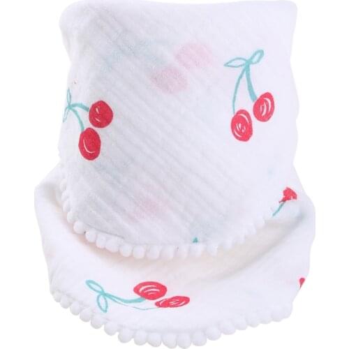 Fashion Baby Burp Cloths Cotton Gauze Muslin Cherry Feather Baby Bibs Bandanas Soft Newborns Towel Scarf
