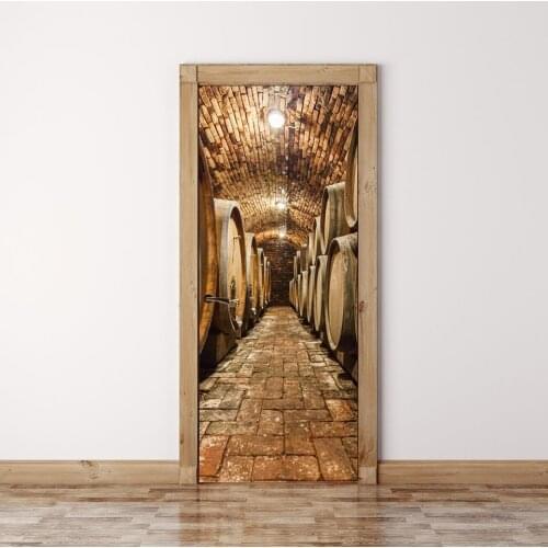 Decal PVC Waterproof Wine Cellar Home Decor France Art 3D Print Sticker Self Adhesive Picture Diy Paper for Bedroom Door Sticker