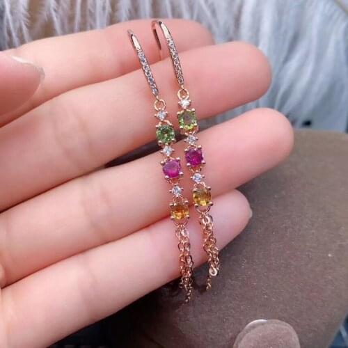 New Arrival Natural Real Tourmaline Earring Natural And Real 925 sterling silver Tourmaline Earring