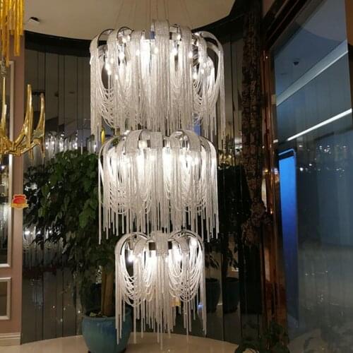 New design LED aluminum luxury light murano chandeliers Dia100xH250cm customized large chandeliers for living-room