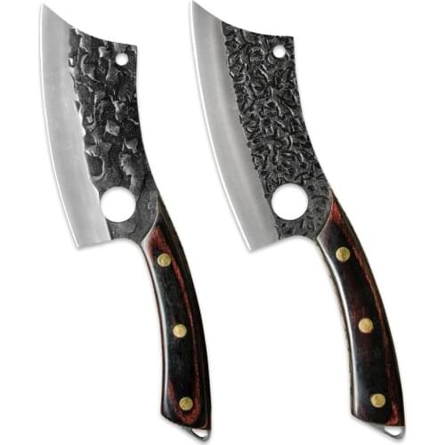 XYj Cleaver Knife Kitchen 6 Inch Tactical Outdoor Forged Handmade Knife Tool Slicing Filleting Knives Tool Full Tang Wood Handle