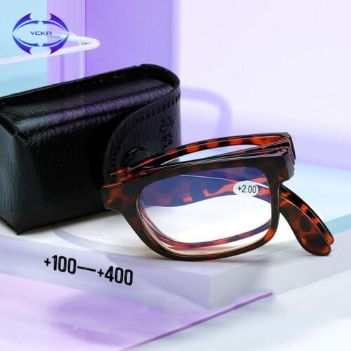 VCKA Women Men Folding Reading Glasses Anti-blue light Eyeglass With Case Portable Eyewear +1.0 +1.5 +2.0 +2.5 +3.0 +3.5 +4.0