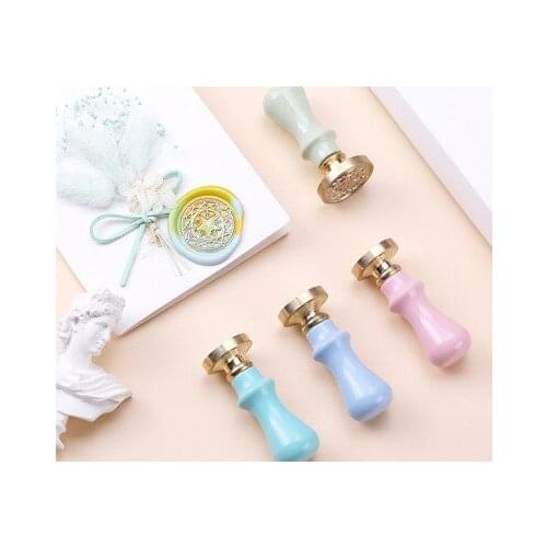 Leave message for pattern Macaron color seal envelope seal simple stamp letter blessing words wooden handle copper head