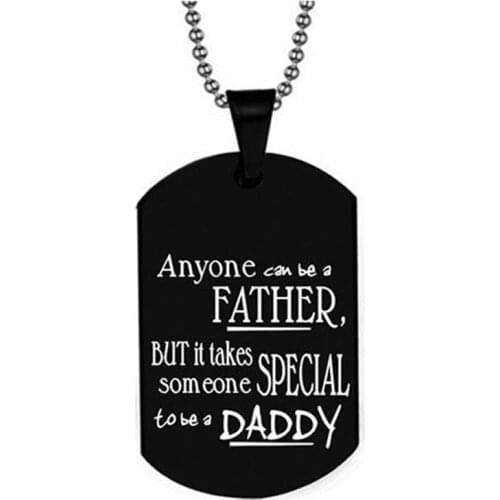 Personality Dog Tag Pendant Necklace MY DAD I LOVE YOU Gift for Fathers Day From Son Daughter Inspirational Fashion Men Jewelry