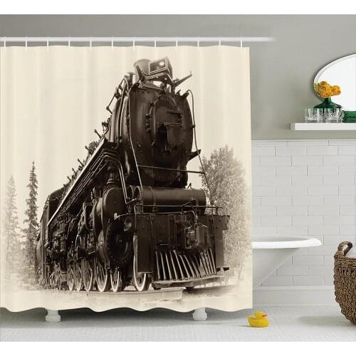 Steam Engine Shower Curtain Antique Northren Express Train Canada Railways Photography Freight Machine Print Bath Curtains