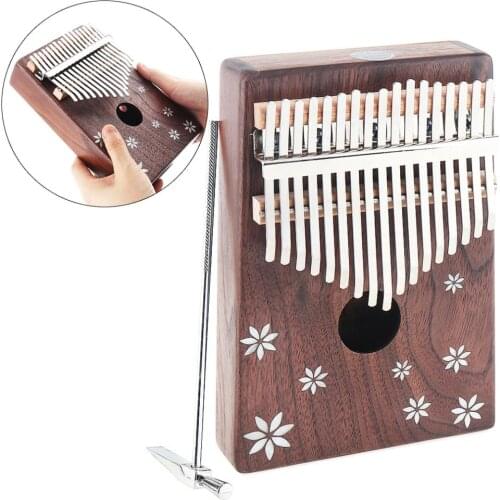 Thumb Piano 17 Key Kalimba Acacia Wood Thumb Piano with Shell Inlay Seven-leaf Flower Mbira Natural Mini Keyboard Instrument