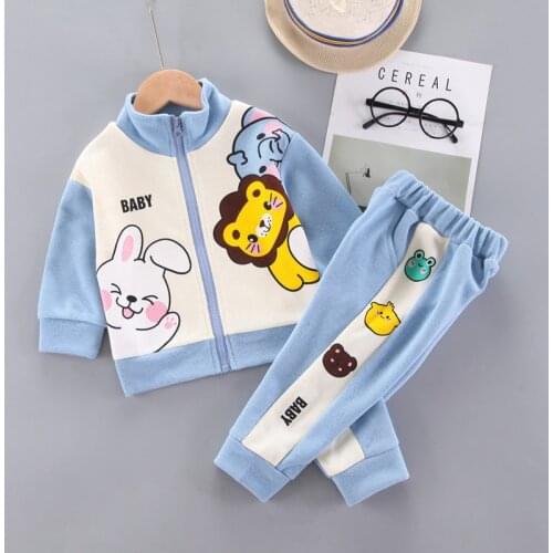 2021 New Children Spring Autumn Baby Boy Clothes Cartoon zipper coat Pants 2Pcs/Sets sports Outfit Kids Toddler Casual Tracksuit