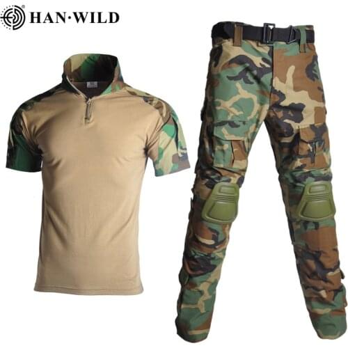 Tactical Combat Military Uniform Tatico Tops Hunting Shirt Airsoft Multicam Cargo Pants Knee Pads Unisex Multi Pocket Clothing