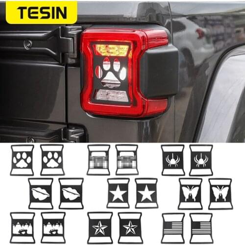 TESIN Metal Car Exterior Tail Light Cover Guards Decoration Accessories for Jeep Wrangler JL 2018+ for Jeep Gladiator JT 2018