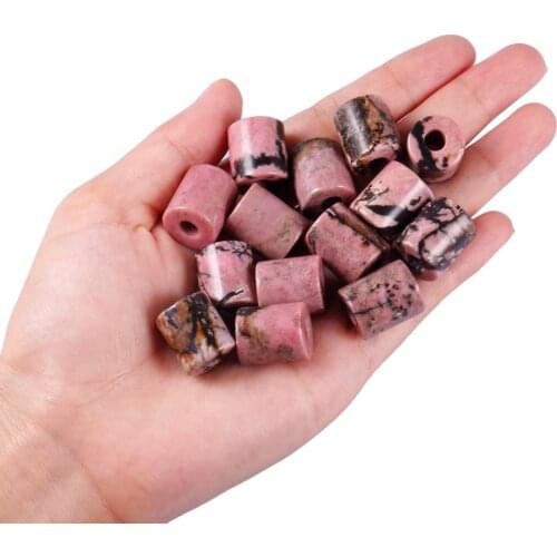 TUMBEELLUWA 1Lot(20Pc) Crystal Stone Cylinder Shape Large Hole (5mm) Loose Charms European Bead fits Bracelet , Jewelry Makings