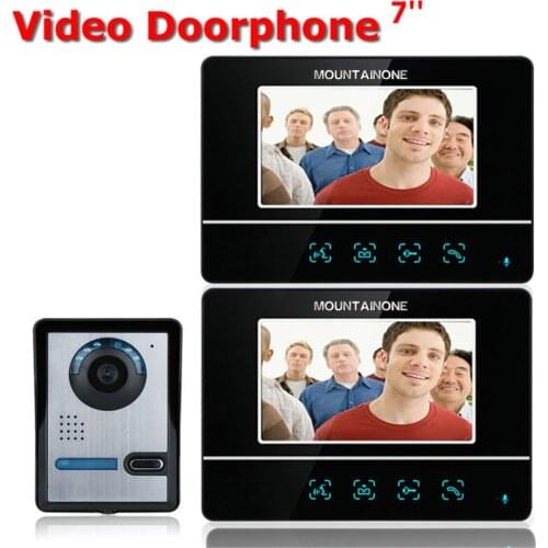 MOUNTAINONE 7 Inch TFT Touch Screen Color LCD Video Door Phone Wired Video Intercom 2 Monitor Doorbell