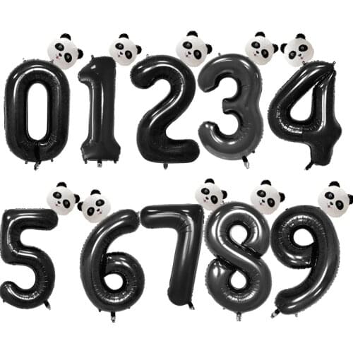 32inch Black Cartoon Panda Foil Balloons Helium Ballon Safari Party Jungle Theme Party Baloon Birthday Party Decor Kids Globos