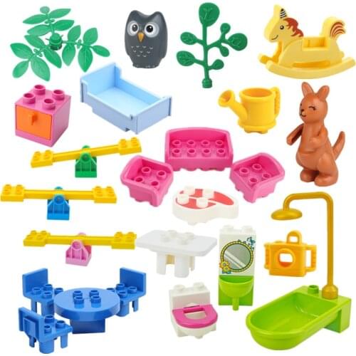 Funny DIY Building Blocks Bedroom Bathroom Living Room Series Girls Favorite Role Play Toys Compatible Parts